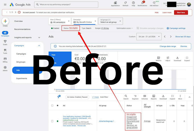 approve government documents and official services certificate for google ads